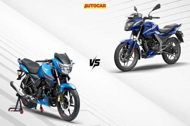 Bajaj Pulsar 150 vs TVS Apache RTR 160 (2V) in clockwise direction.