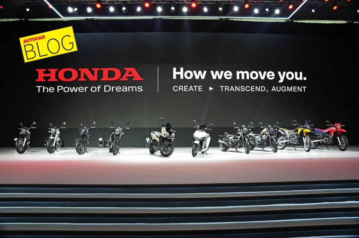 Honda bikes onstage at a big press event