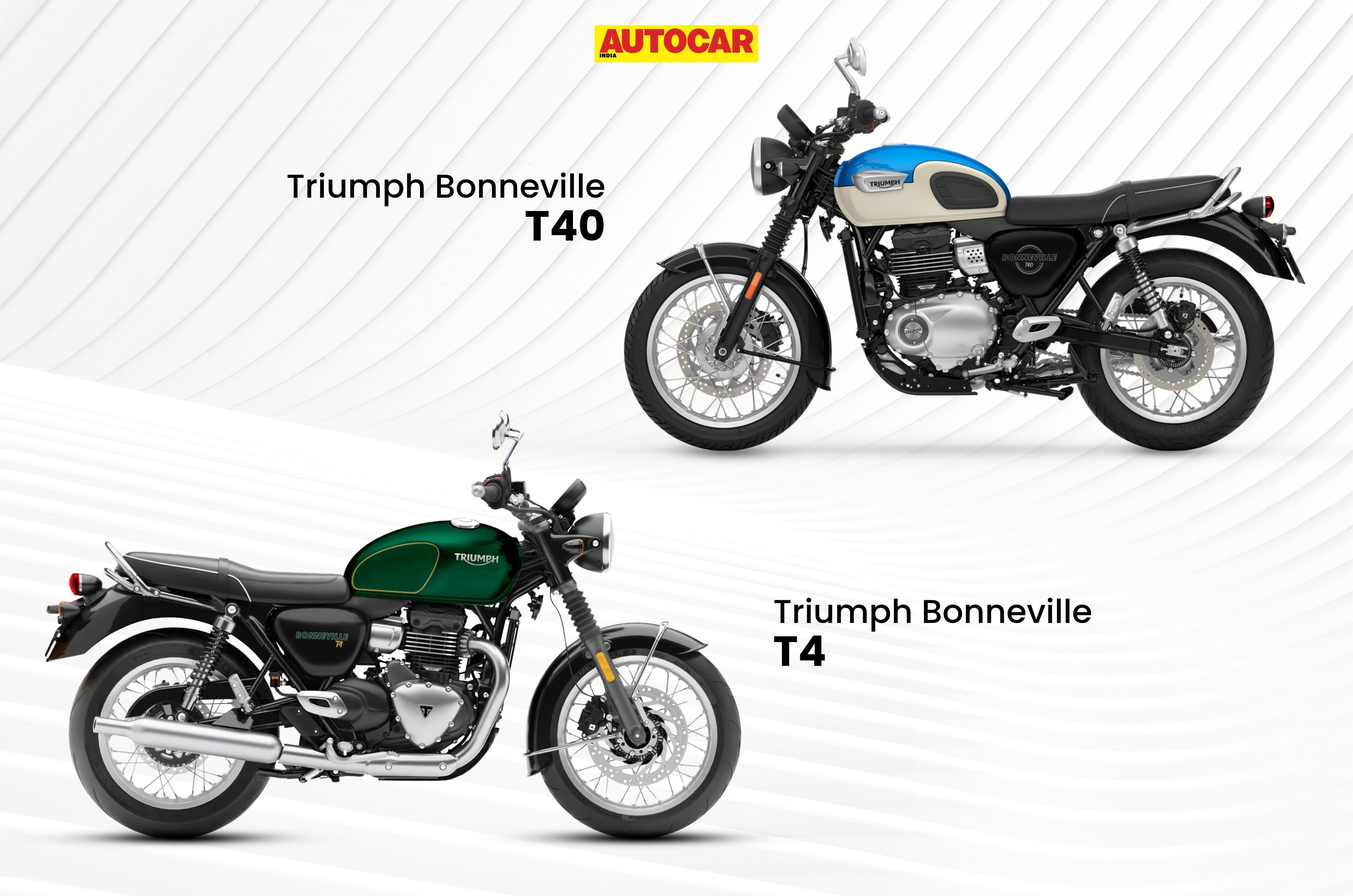 Triumph Bonneville T40 and Bonneville T4 in clockwise direction.