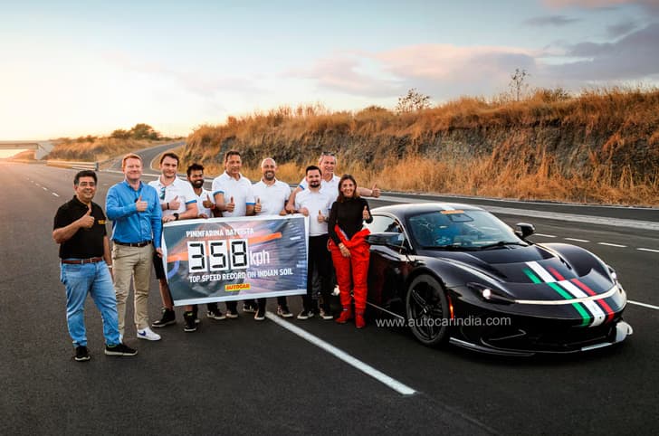 Autocar India sets new Indian top speed record with Pininfarina Battista