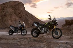 Triumph Tiger 1200 and 900 Desert and Alpine Edition static shot together