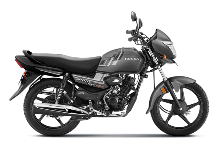 Honda Shine 100 DX grey colour right side profile static in studio