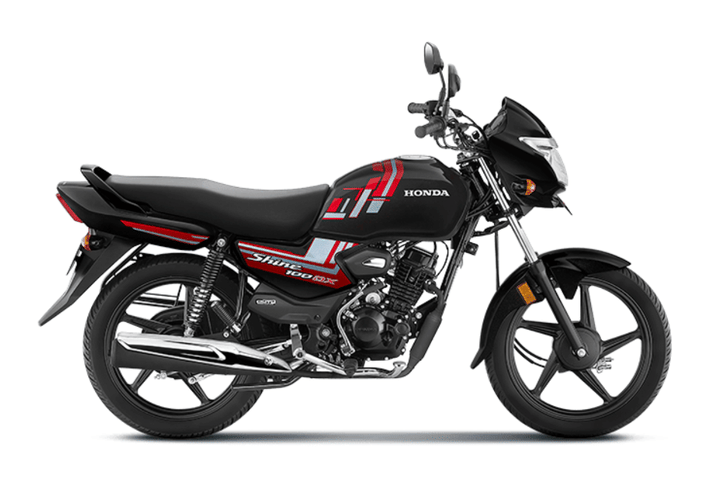 Honda Shine 100 DX black colour right side profile static in studio