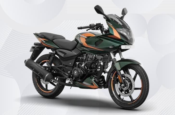 Updated Bajaj Pulsar 220F front three quarter studio shot