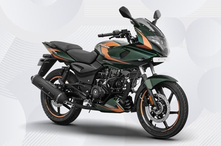 Updated Bajaj Pulsar 220F front three quarter studio shot