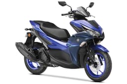 Yamaha Aerox blue front right side static in studio