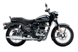 Royal Enfield Bullet 350 military black right side profile static in studio