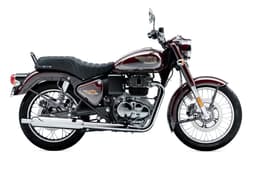 Royal Enfield Bullet 350 standard red right side profile static in studio