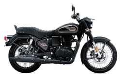 Royal Enfield Bullet 350 black gold right side profile static in studio