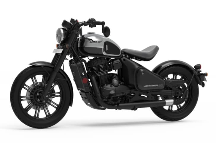Jawa 42 Bobber black chrome front three quarter