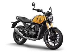 Triumph Speed 400 yellow front three quarter