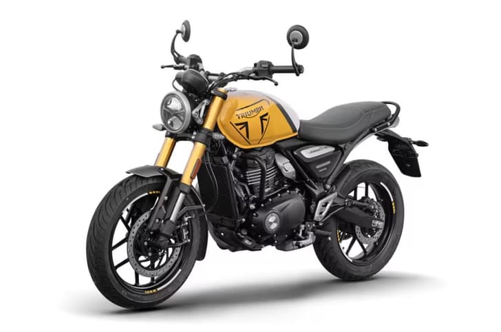 Triumph Speed 400 left front three quarter yellow