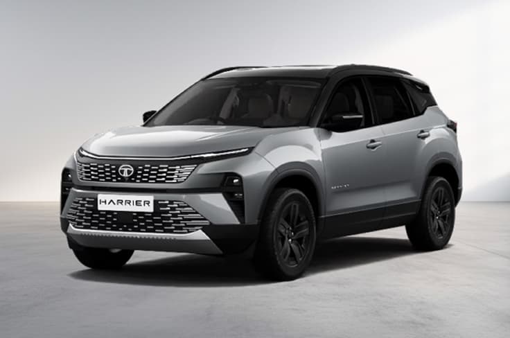 Pure Grey; variants: Smart, Pure X, Adventure X, and Adventure X+. Tata Harrier Pure Grey