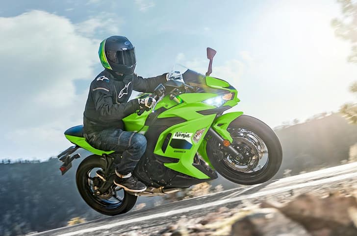 Kawasaki Ninja 650 riding shot right side profile