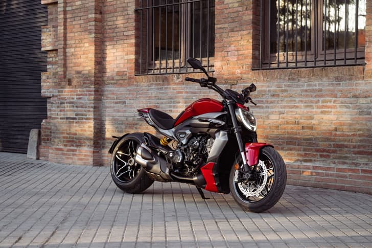 Ducati XDiavel V4 front three fourth static shot outdoors