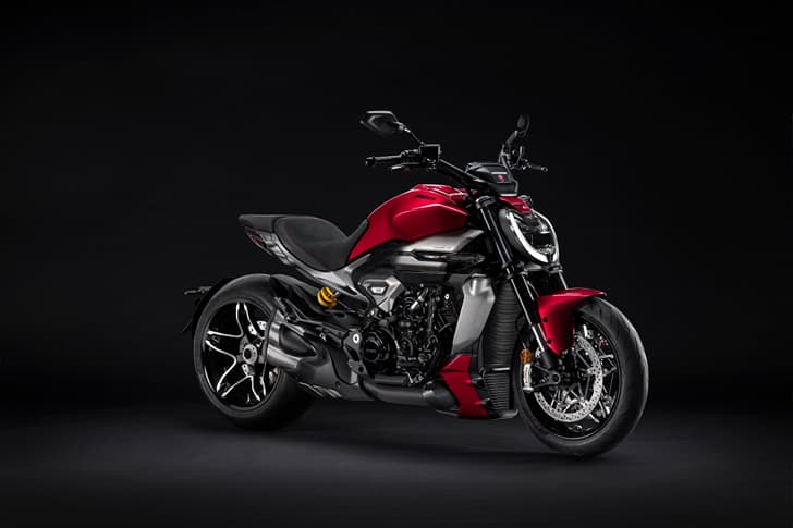 Ducati XDiavel V4 front three fourth studio shot 