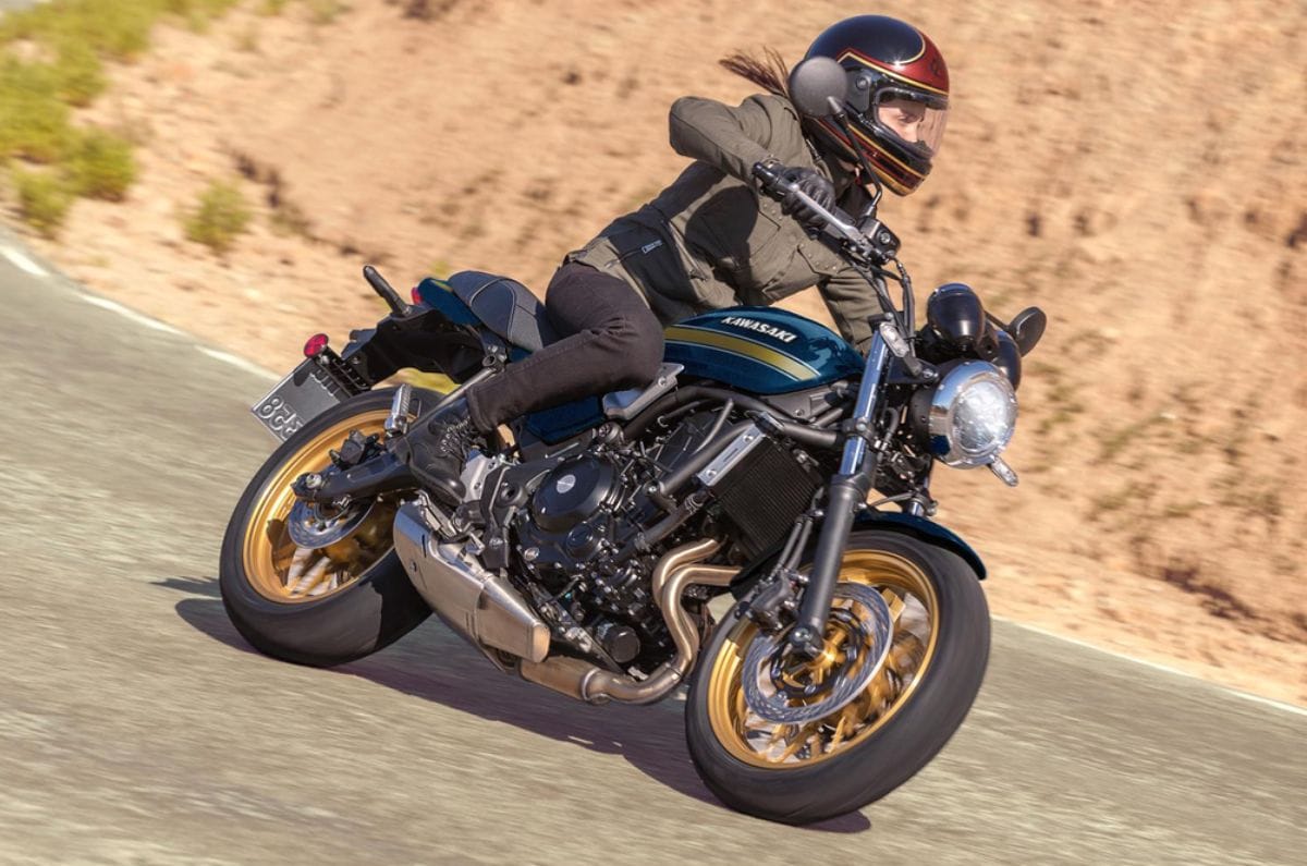Kawasaki Z650RS left cornering shot