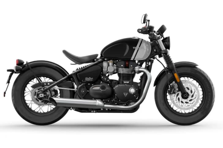 Triumph Bonneville Bobber right side profile black and grey