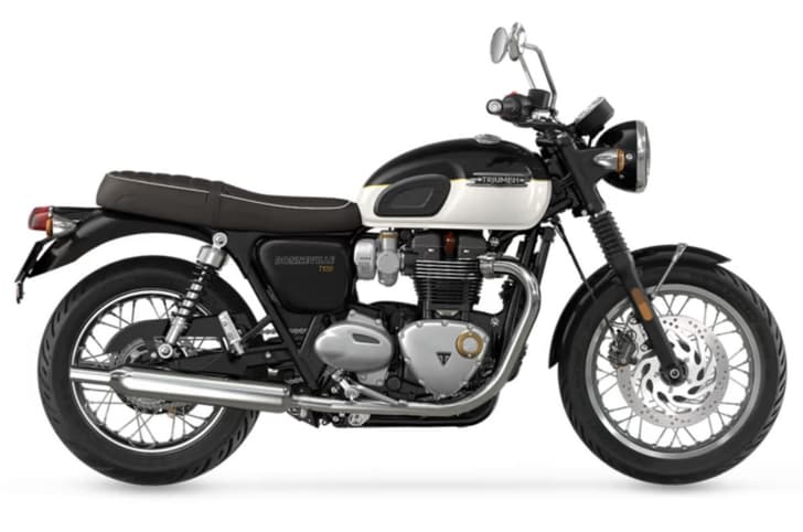 Triumph Bonneville T120 right side profile white and black