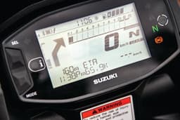 Close up image of the instrument cluster on the Suzuki V-Strom SX