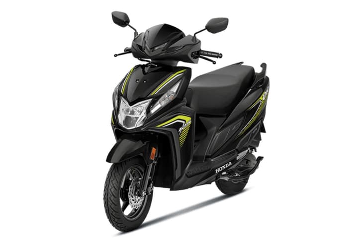 Honda Dio 125 black colour front left static image in studio