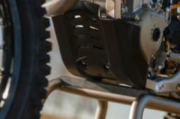 Close up of the bash plate on the Ducati Desmo450 MX Factory