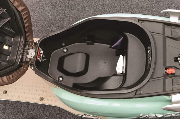 Close up of the underseat storage