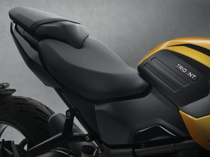 Closeup of the seat on the Trident 660