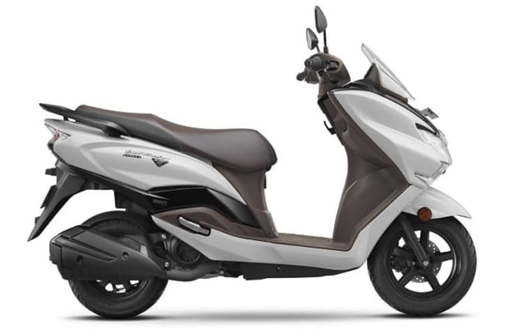 Suzuki Burgman Street white colour right side profile static in studio