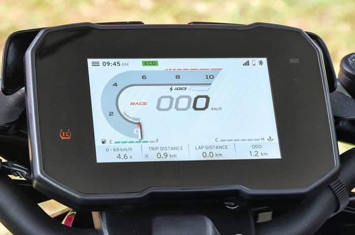 Close up of the instrument cluster on the top-end Ntorq 150