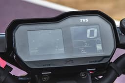 Close up of the instrument cluster on the base Ntorq 150