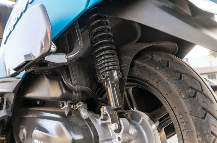 Close up image of the rear suspension