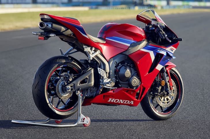 Honda CBR600RR right side rear static image on track