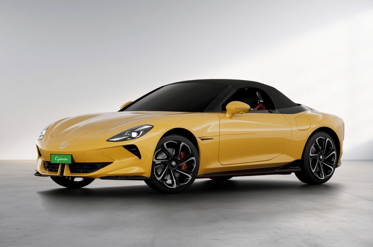 MG Cyberster in Nuclear Yellow with black roof