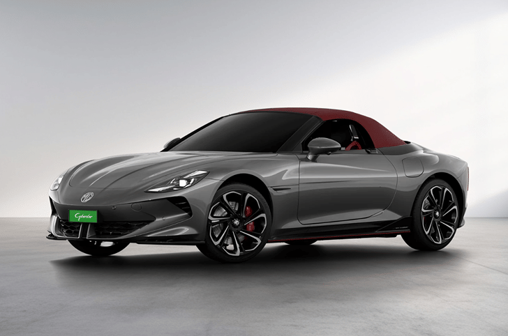 MG Cyberster in Andes Grey with red roof