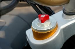 Close up image of the adjustable front fork