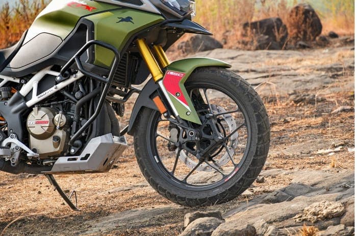 Close up image of the front wheel