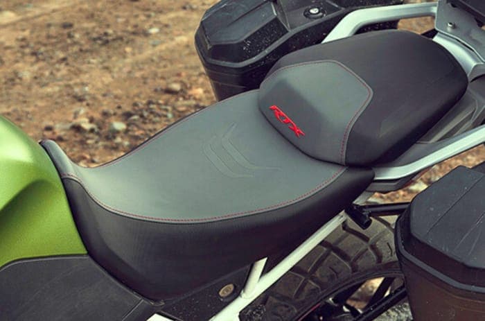Close up image of the rider and pillion seats