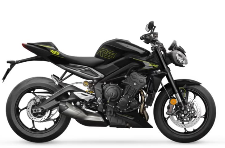 The Triumph Street Triple 765 RS black and yellow