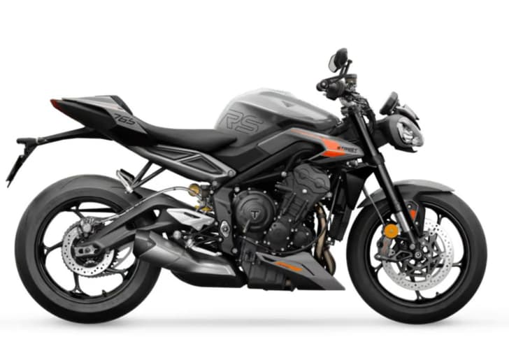 The Triumph Street Triple 765 RS grey and orange