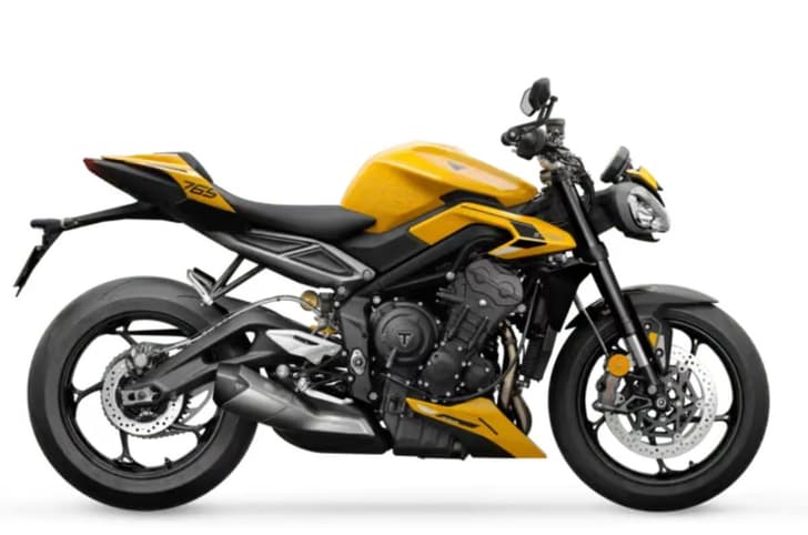 The Triumph Street Triple 765 RS yellow colour