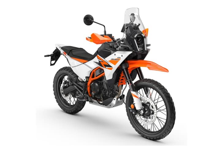 KTM 390 Adventure R front right side static image in studio