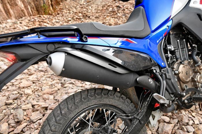 Close up of the exhaust on the Xpulse 210