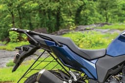 Close up of the seat on the Kawasaki Versys-X 300