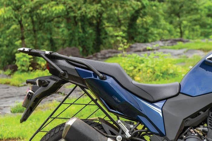 Close up of the seat on the Kawasaki Versys-X 300