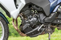Close up of the engine on the Kawasaki Versys-X 300