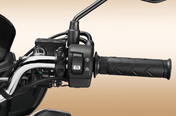 Detail image of the right hand switchgear on the Shine 125 Limited Edition