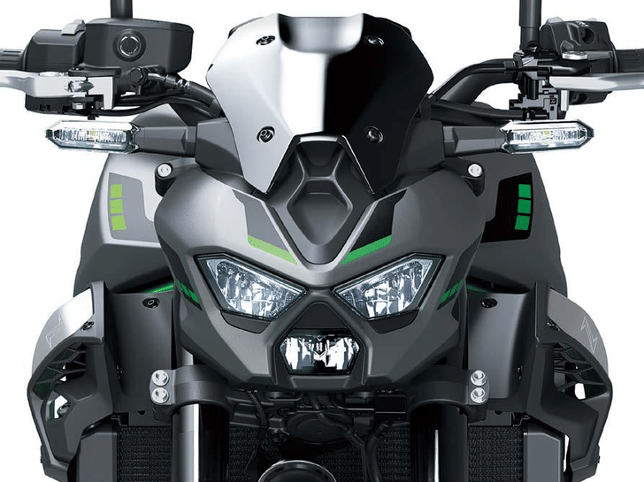 Close up of Kawasaki Z900 headlight assembly