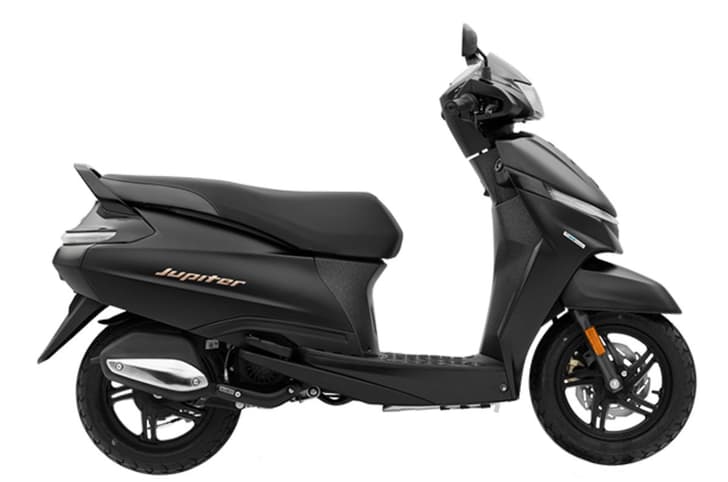 TVS Jupiter 110 black colour right side profile static in studio