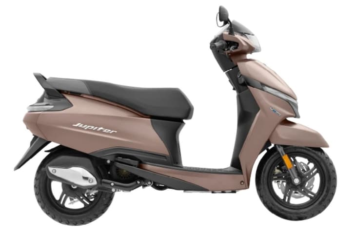 TVS Jupiter 110 bronze colour right side profile static in studio